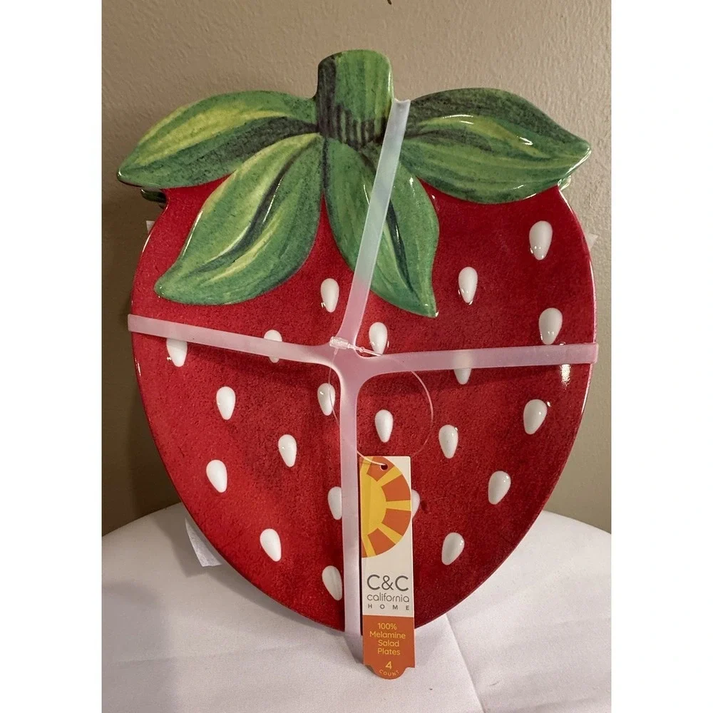 C&C California Strawberry Shaped Melamine Snack Plates 5